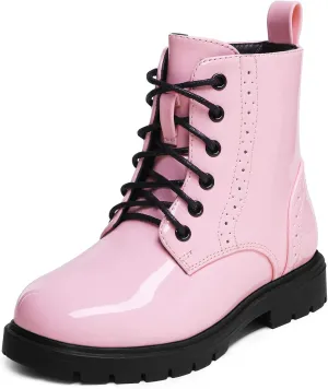 DREAM PAIRS Boys Girls Side Zipper Combat Ankle Boots(Toddler/Little Kid