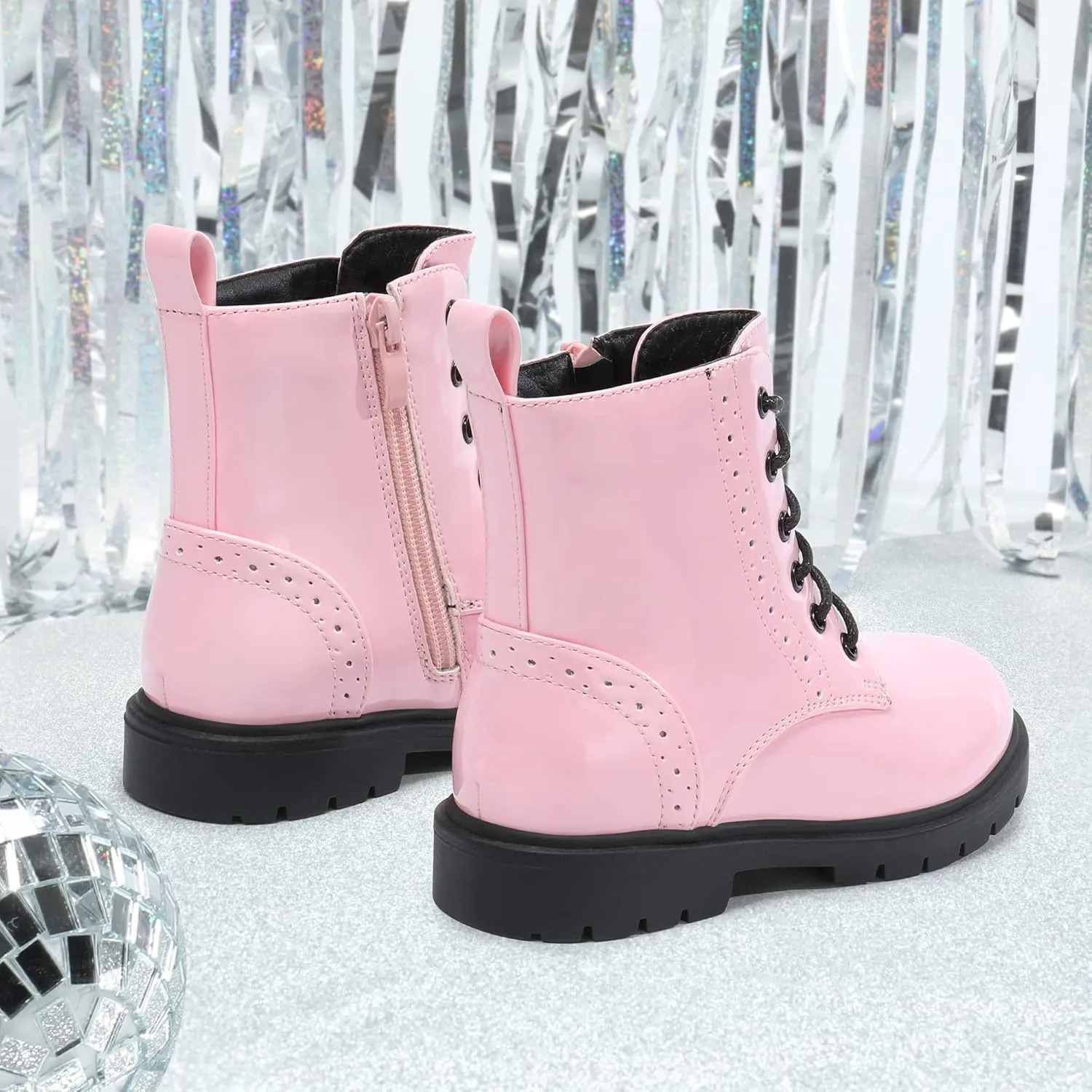 DREAM PAIRS Boys Girls Side Zipper Combat Ankle Boots(Toddler/Little Kid