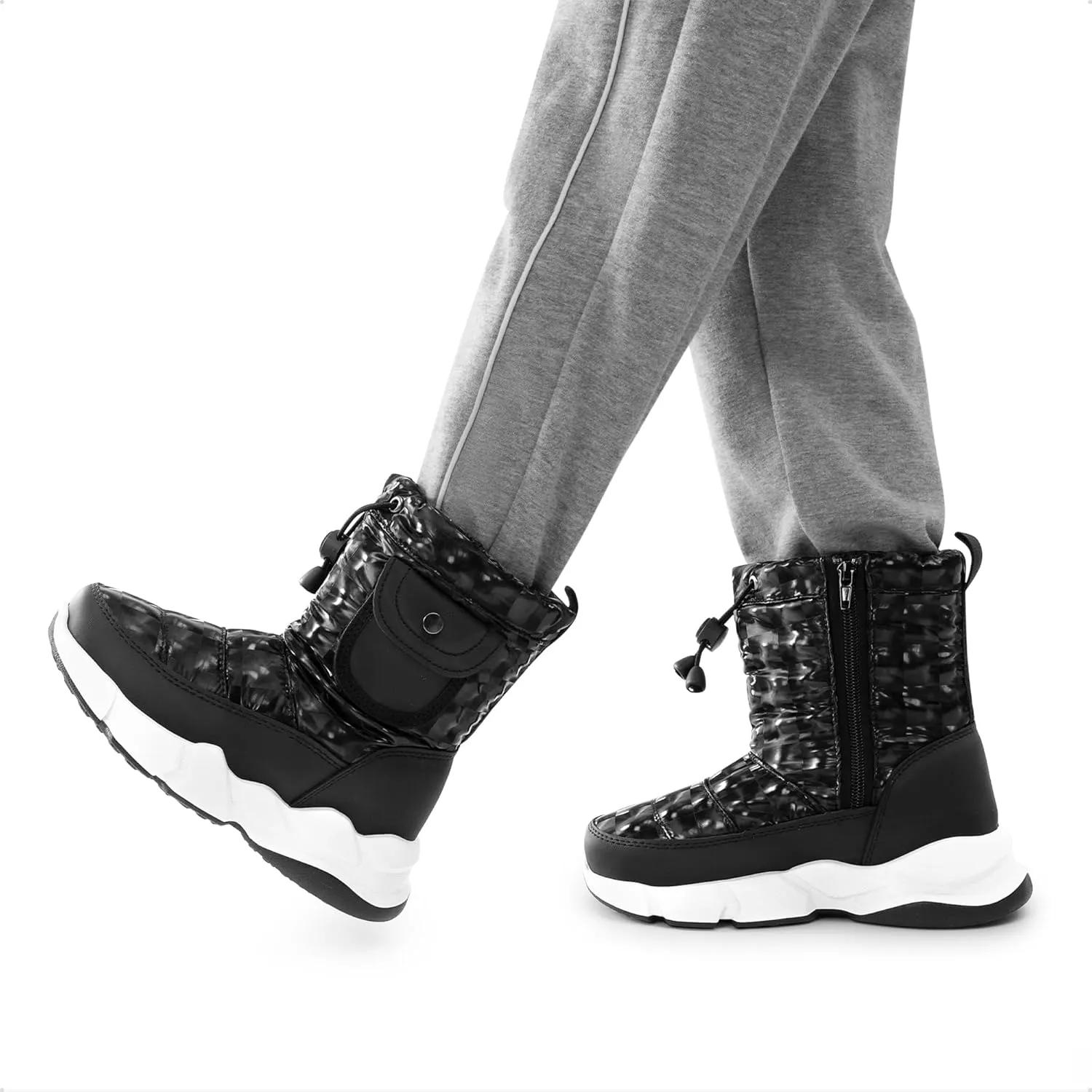 DREAM PAIRS Boys Girls Snow Boots Water Resistant Non-Slip Mid Calf Lightweight Athletic Outdoor Warm Winter Shoes for Little/Big Kids