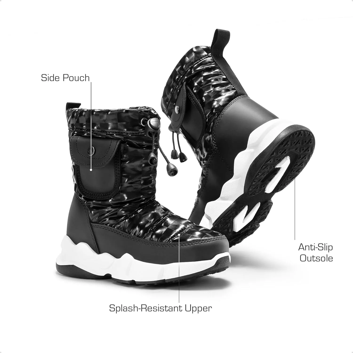 DREAM PAIRS Boys Girls Snow Boots Water Resistant Non-Slip Mid Calf Lightweight Athletic Outdoor Warm Winter Shoes for Little/Big Kids