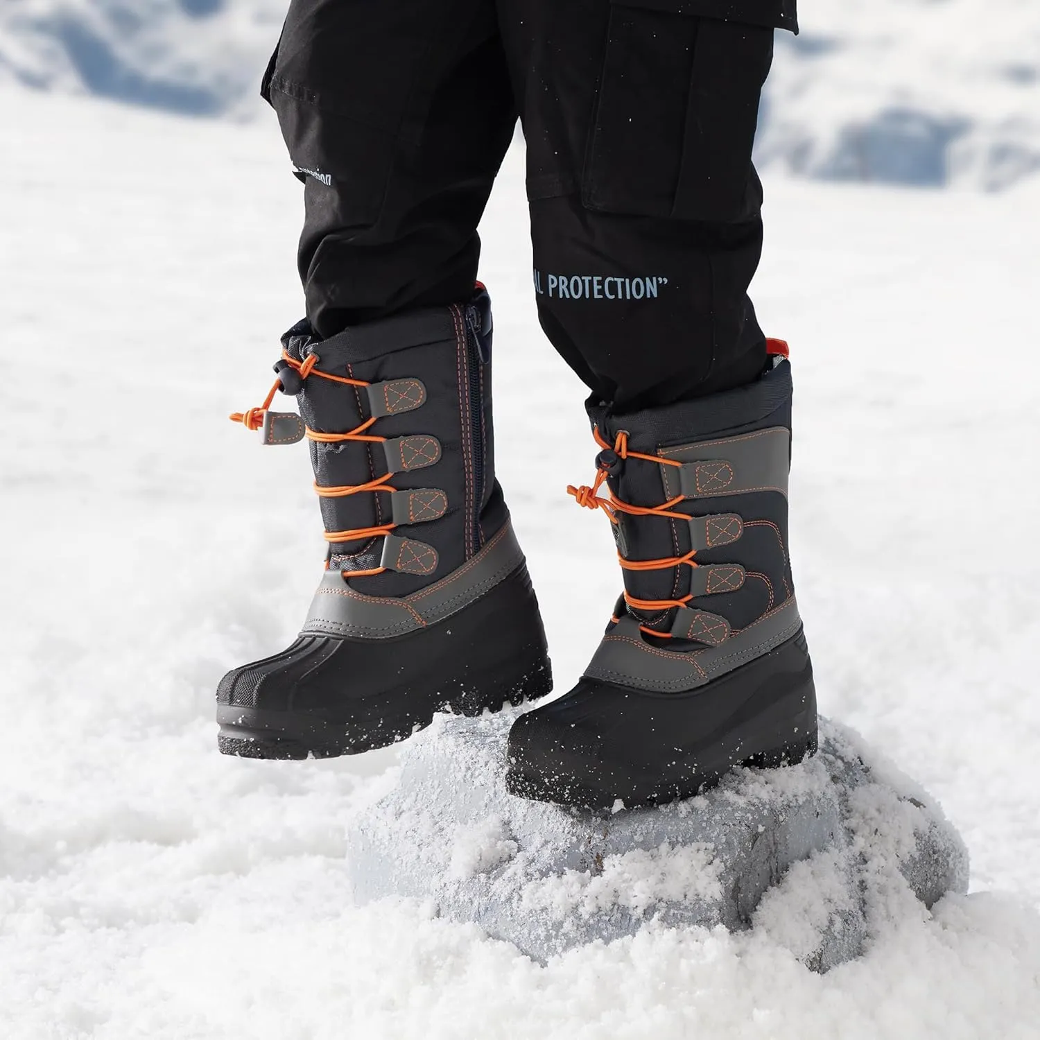 DREAM PAIRS Boys Girls Snow Boots Waterproof Outdoor Warm Cozy Anti-Slip Mid Calf Faux Fur Lining Winter Shoes for Little/Big Kids