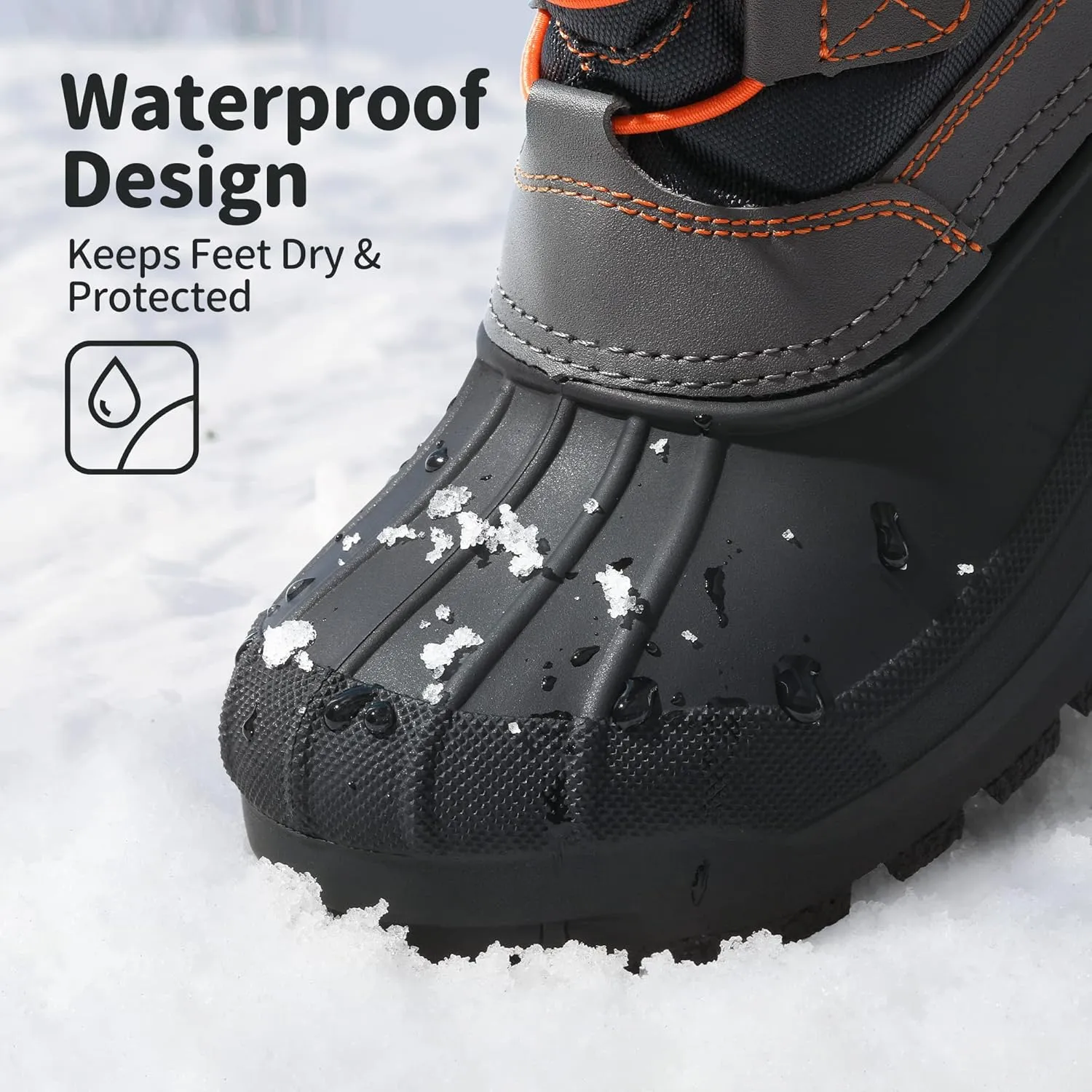 DREAM PAIRS Boys Girls Snow Boots Waterproof Outdoor Warm Cozy Anti-Slip Mid Calf Faux Fur Lining Winter Shoes for Little/Big Kids