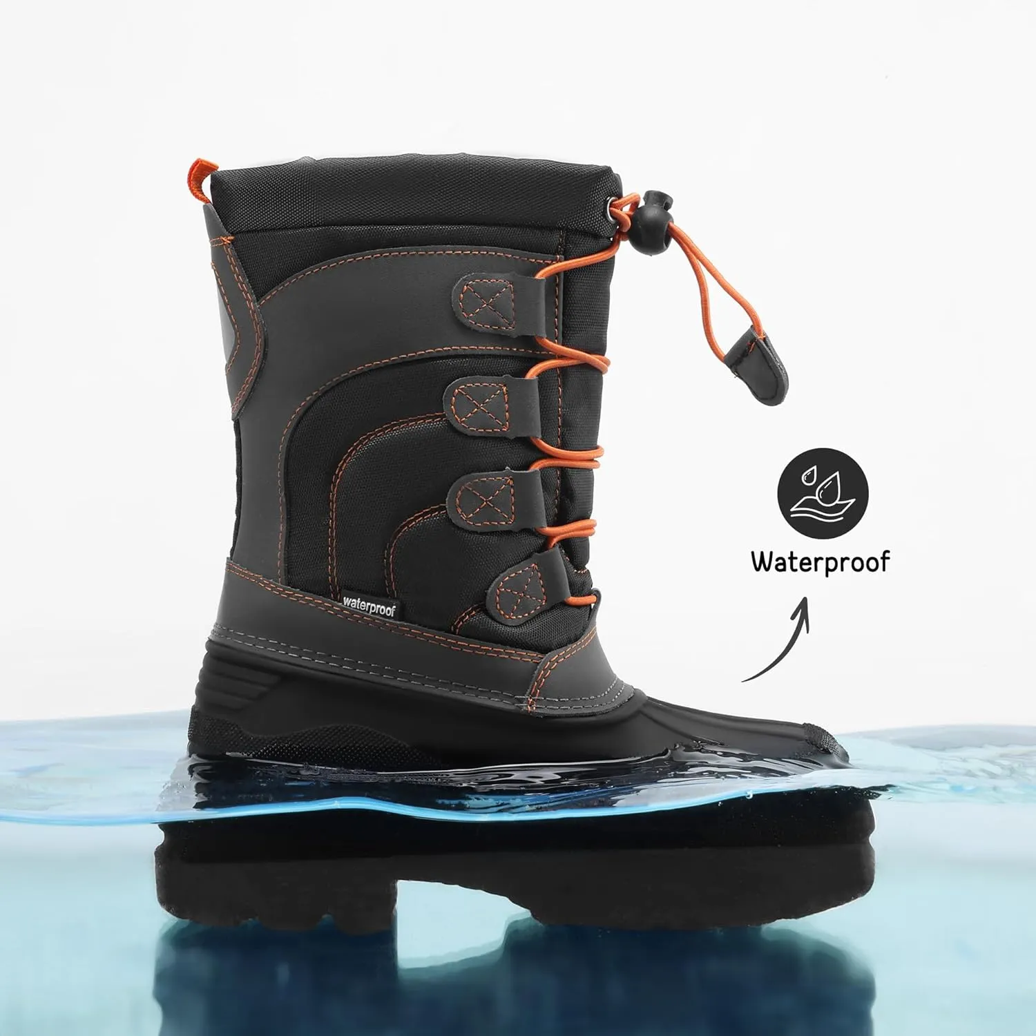 DREAM PAIRS Boys Girls Snow Boots Waterproof Outdoor Warm Cozy Anti-Slip Mid Calf Faux Fur Lining Winter Shoes for Little/Big Kids