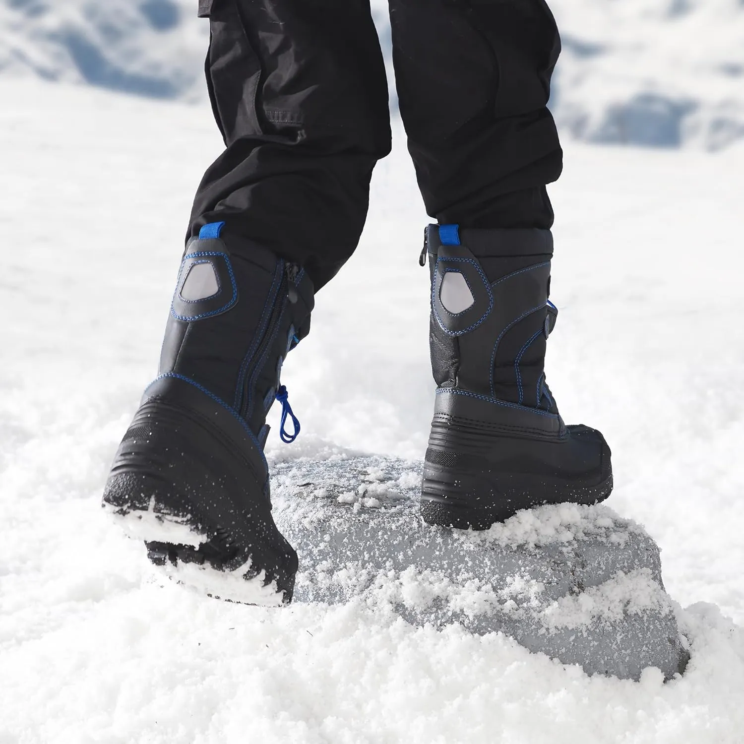 DREAM PAIRS Boys Girls Snow Boots Waterproof Outdoor Warm Cozy Anti-Slip Mid Calf Faux Fur Lining Winter Shoes for Little/Big Kids