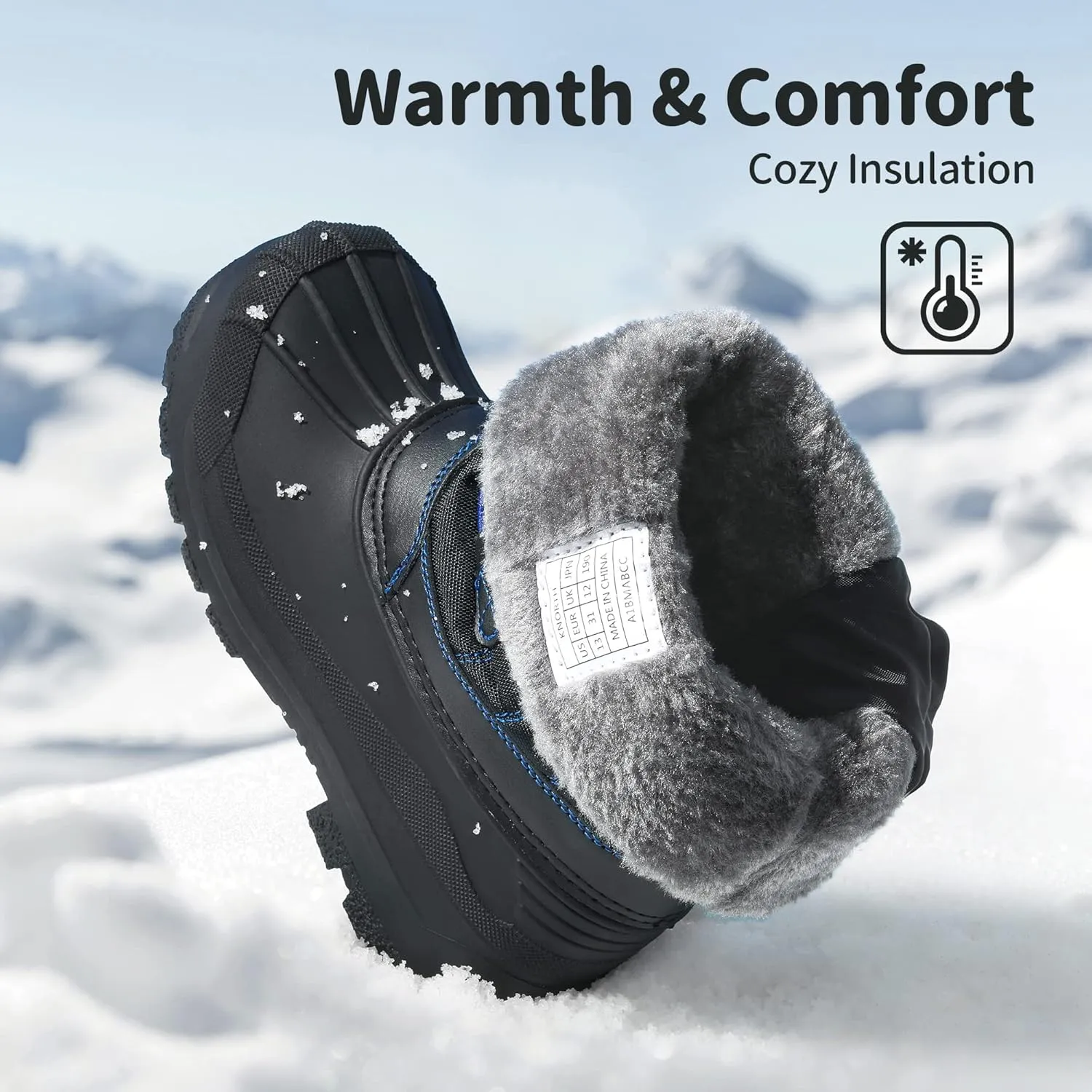 DREAM PAIRS Boys Girls Snow Boots Waterproof Outdoor Warm Cozy Anti-Slip Mid Calf Faux Fur Lining Winter Shoes for Little/Big Kids