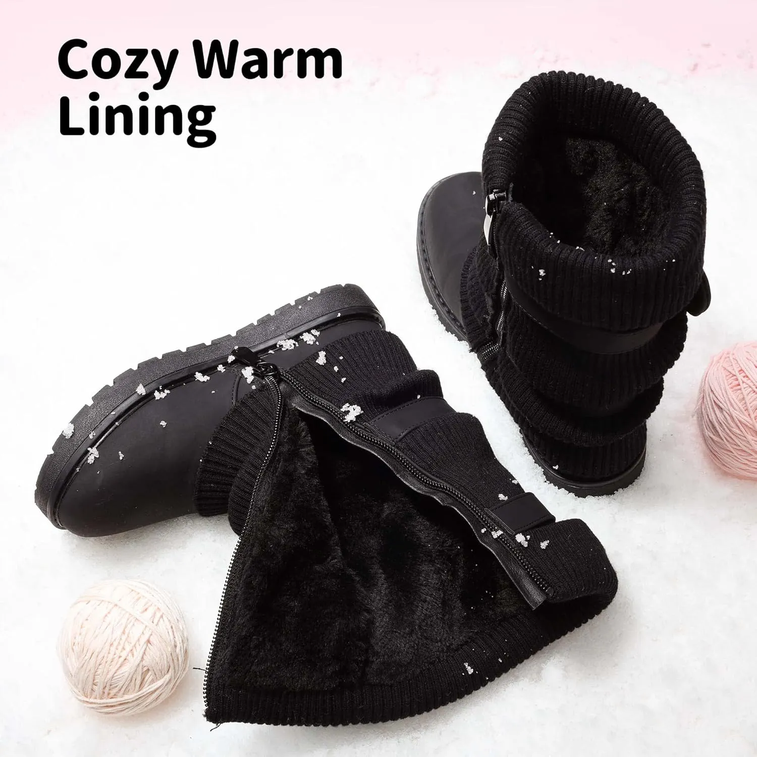 DREAM PAIRS Girl's Winter Snow Boots Faux Fur Lined Mid Calf Shoes