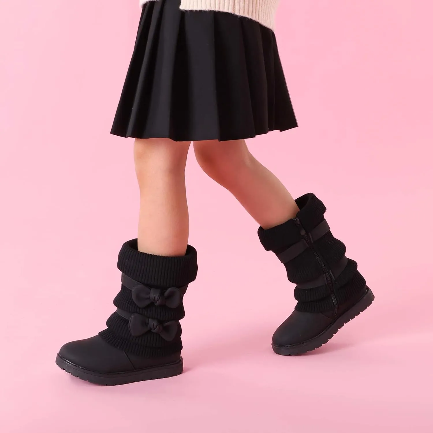DREAM PAIRS Girl's Winter Snow Boots Faux Fur Lined Mid Calf Shoes