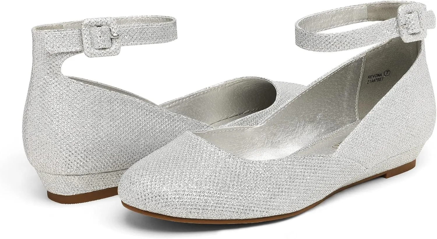 DREAM PAIRS Women's Dress Flats Ballet Low Wedge Round Toe Ankle Strap Comfortable Casual Flats Shoes