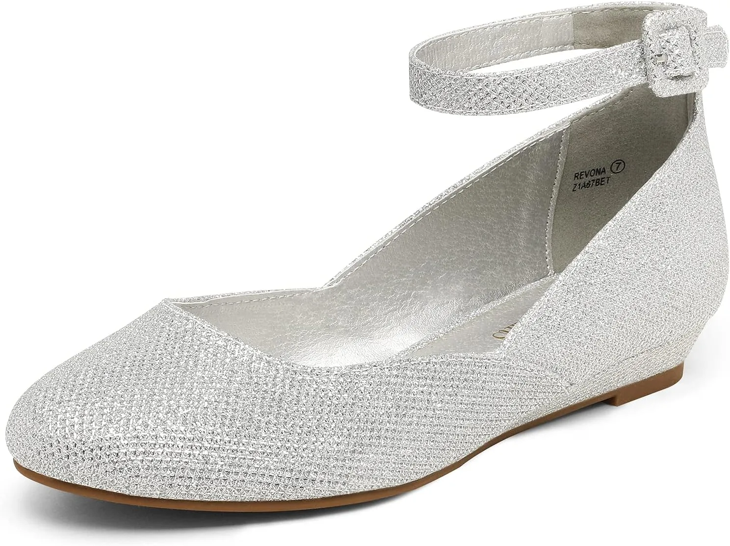 DREAM PAIRS Women's Dress Flats Ballet Low Wedge Round Toe Ankle Strap Comfortable Casual Flats Shoes