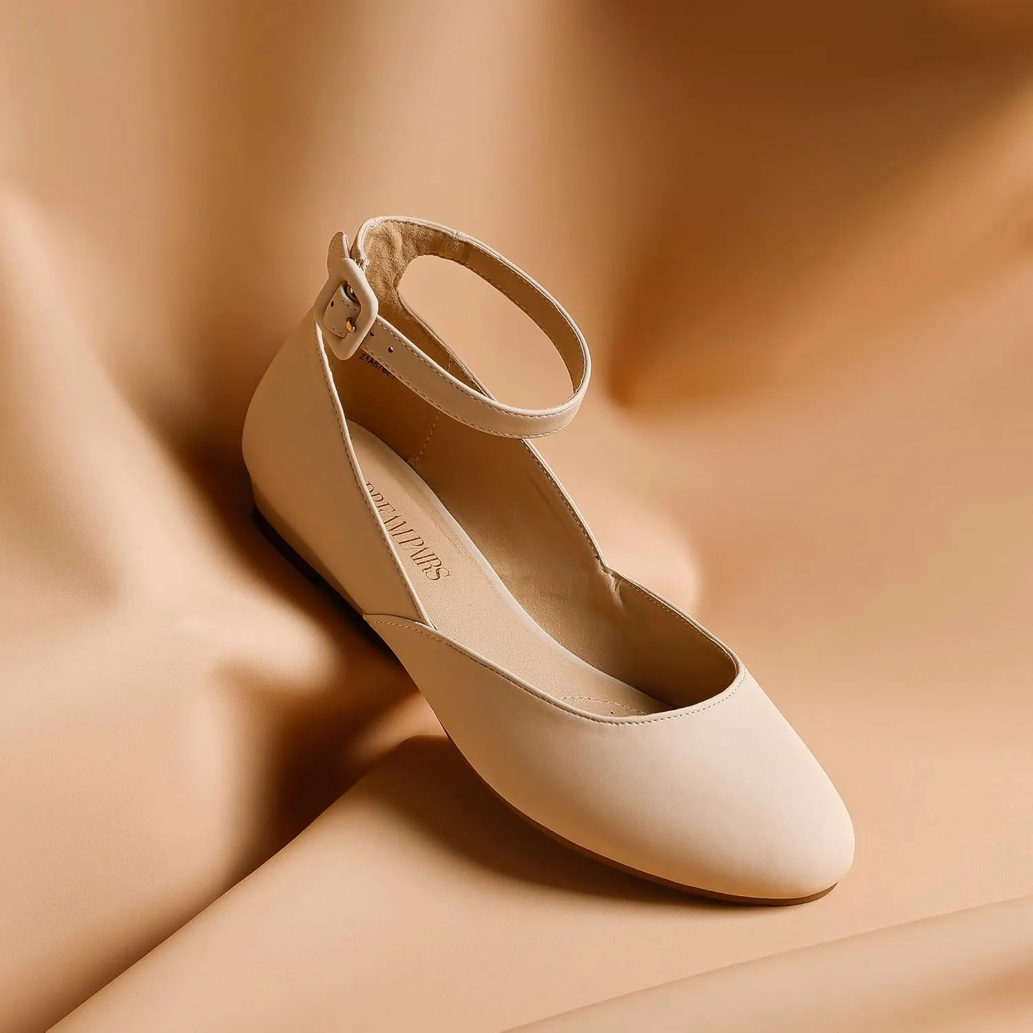 DREAM PAIRS Women's Dress Flats Ballet Low Wedge Round Toe Ankle Strap Comfortable Casual Flats Shoes