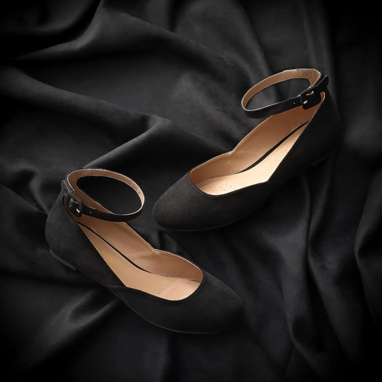 DREAM PAIRS Women's Dress Flats Ballet Low Wedge Round Toe Ankle Strap Comfortable Casual Flats Shoes