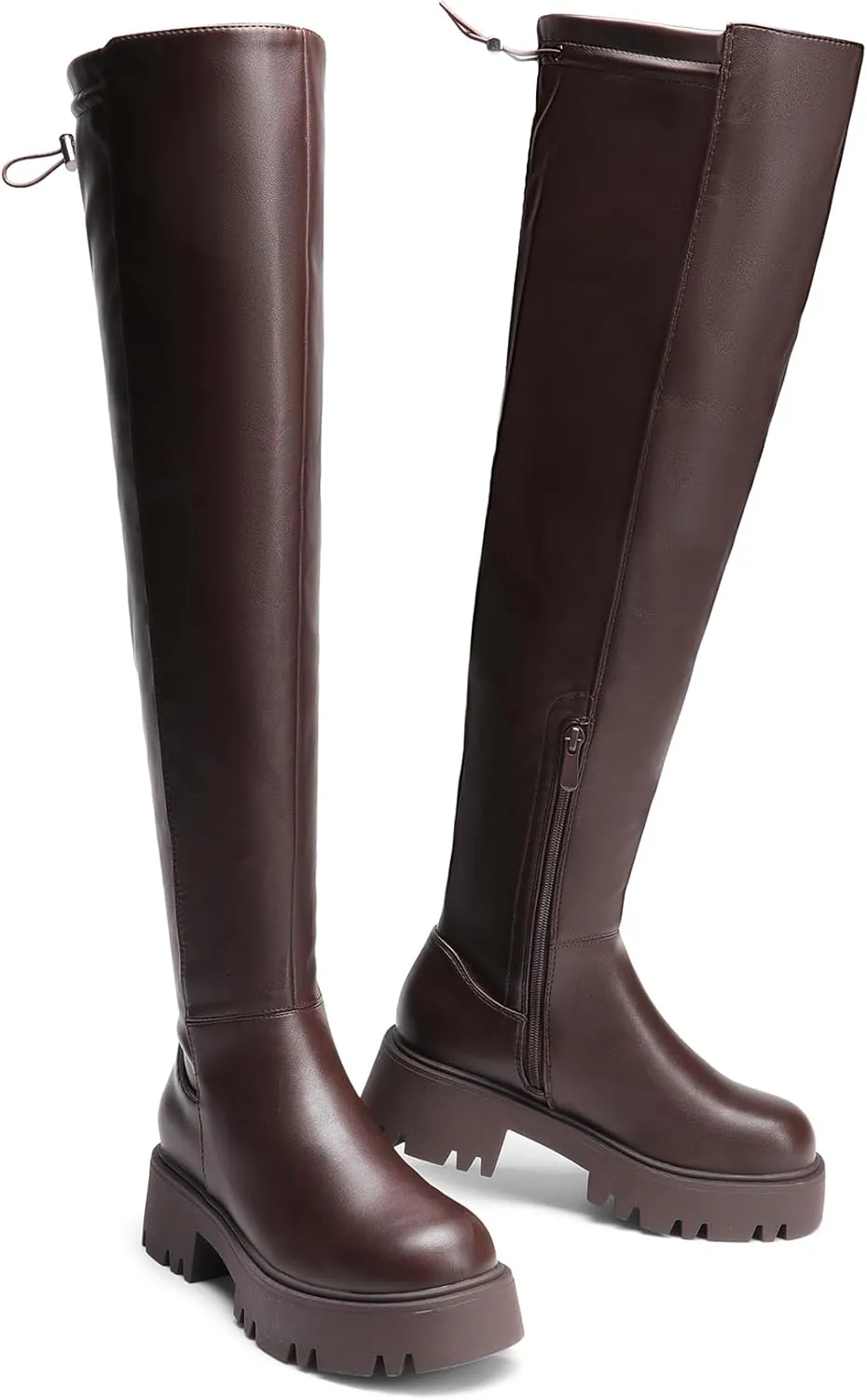 DREAM PAIRS Women's Platform Over The Knee Boots Lug Sole Round Toe Thigh High Long Chunky Block Heels Fall Boots