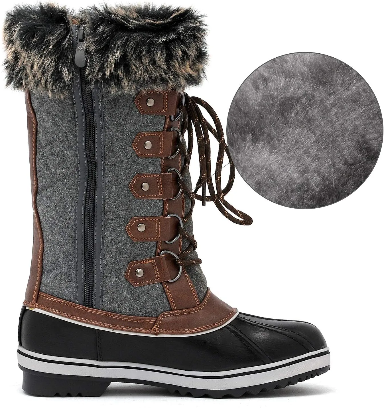 DREAM PAIRS Women's River_1 Mid Calf Waterproof Winter Snow Boots