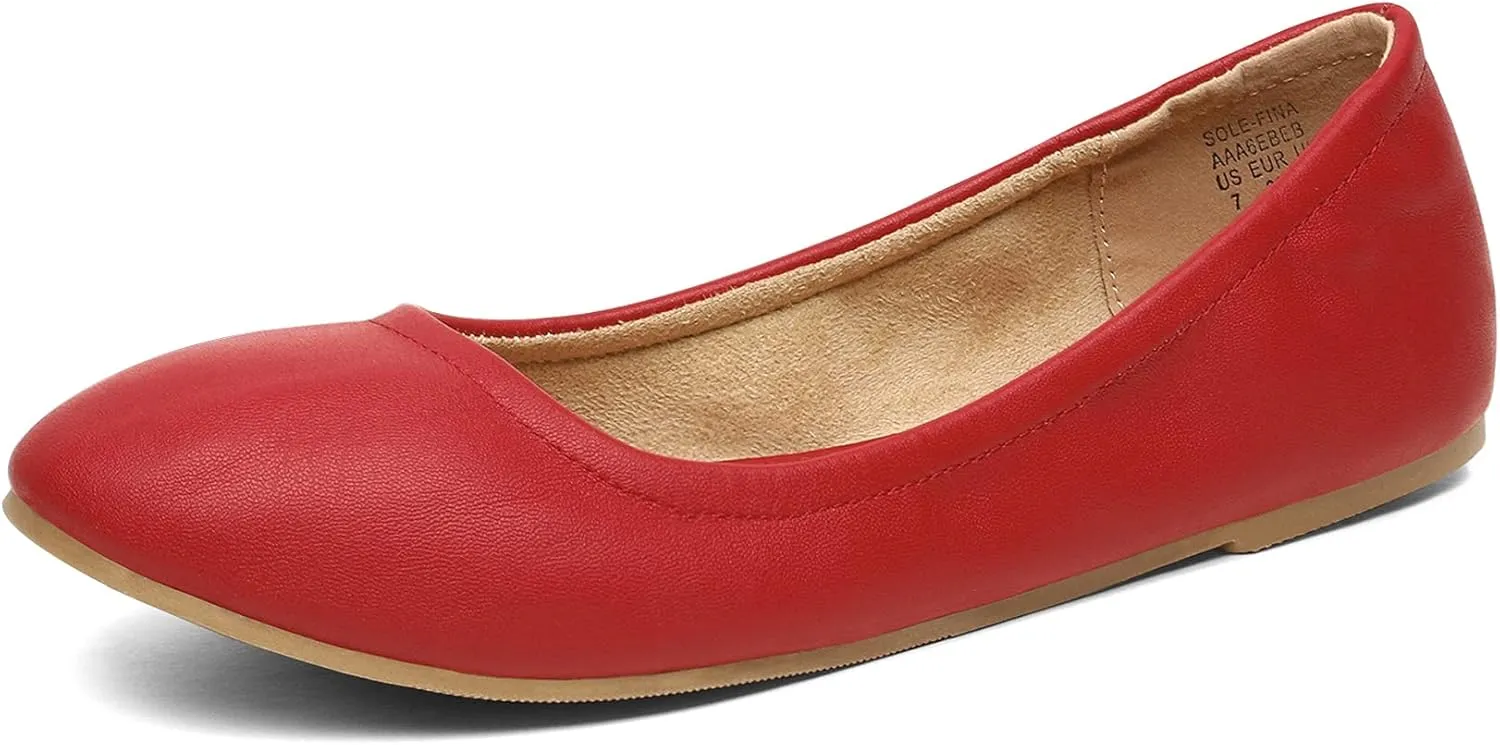 DREAM PAIRS Women's Sole-fina Solid Plain Walking Classic Ballet Flats Shoes