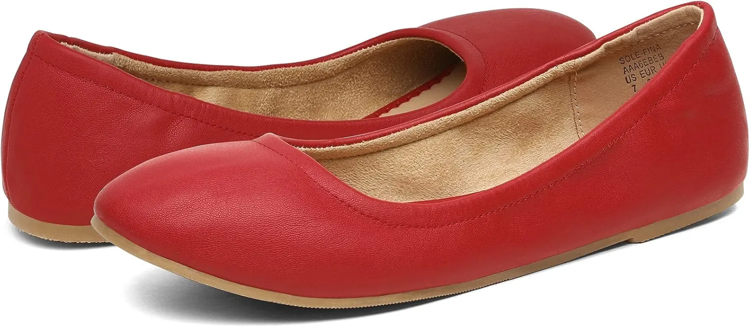 DREAM PAIRS Women's Sole-fina Solid Plain Walking Classic Ballet Flats Shoes