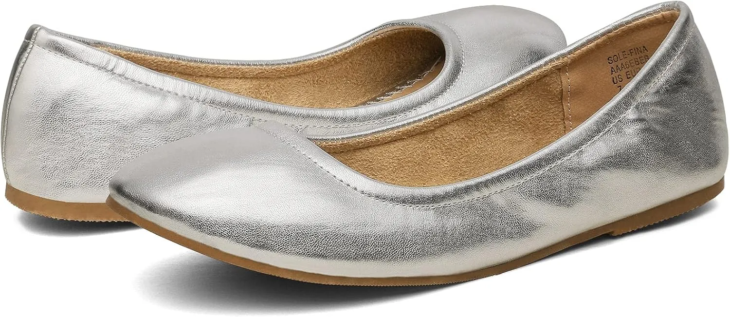 DREAM PAIRS Women's Sole-fina Solid Plain Walking Classic Ballet Flats Shoes