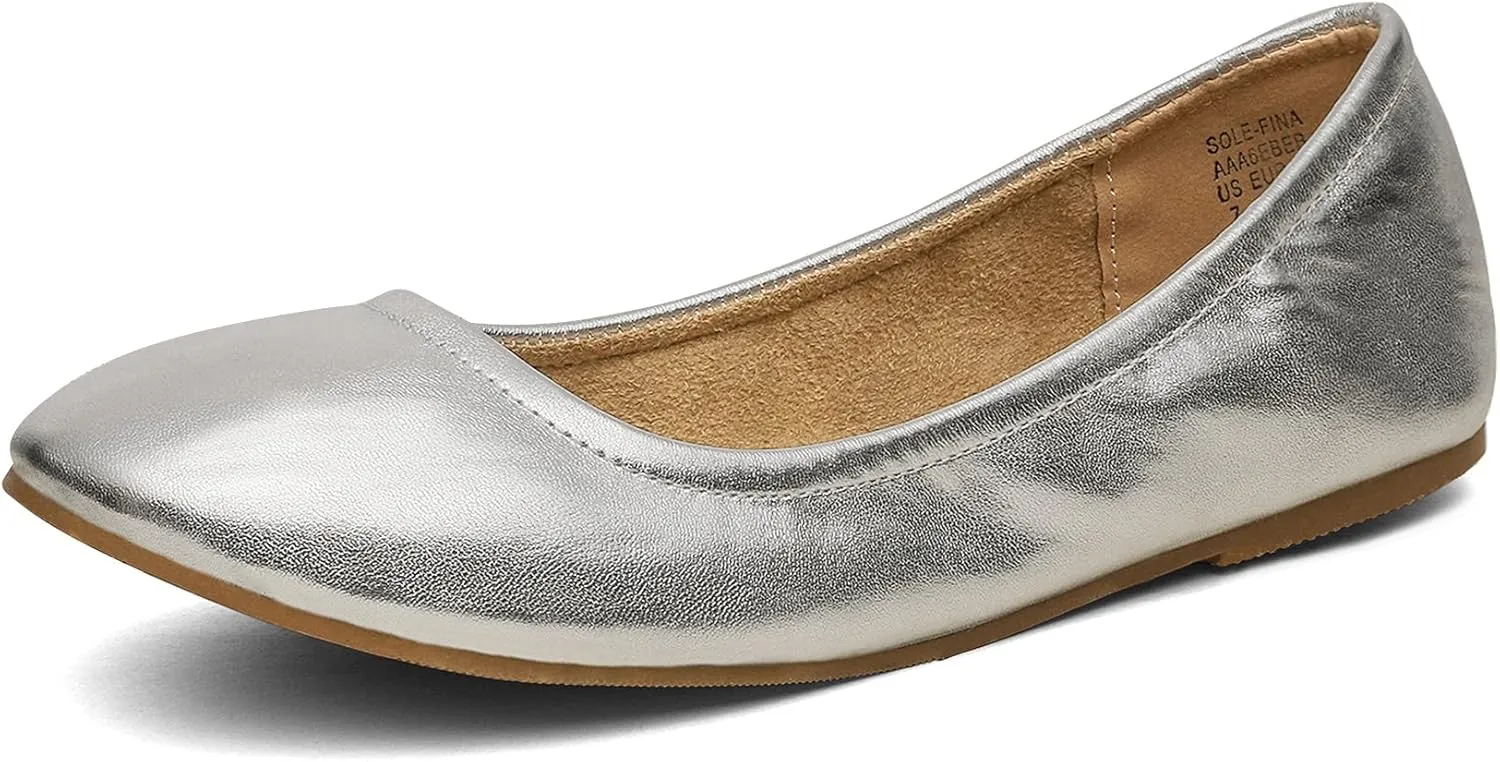 DREAM PAIRS Women's Sole-fina Solid Plain Walking Classic Ballet Flats Shoes
