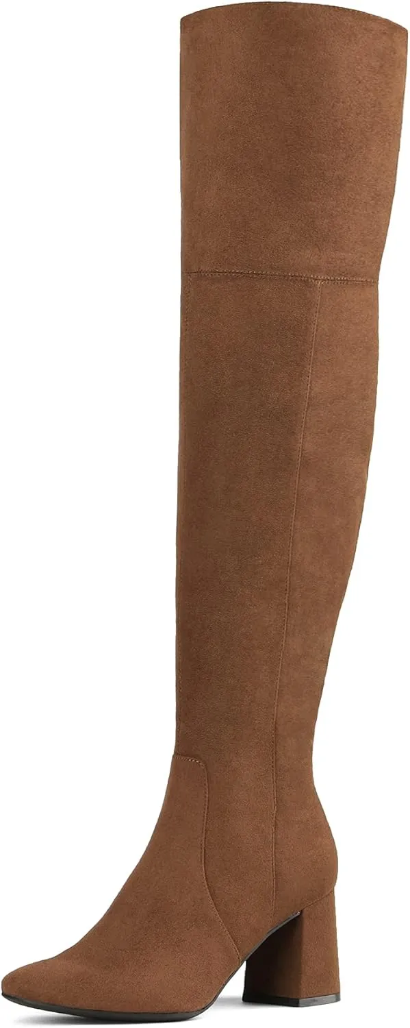 DREAM PAIRS Women’s Thigh High Over the Knee Fashion Chunky Heel Long Boots