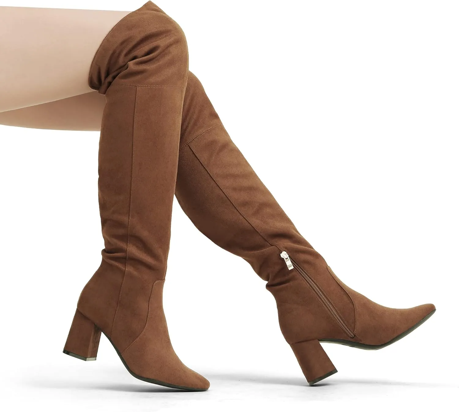 DREAM PAIRS Women’s Thigh High Over the Knee Fashion Chunky Heel Long Boots