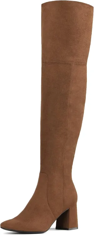 DREAM PAIRS Women’s Thigh High Over the Knee Fashion Chunky Heel Long Boots