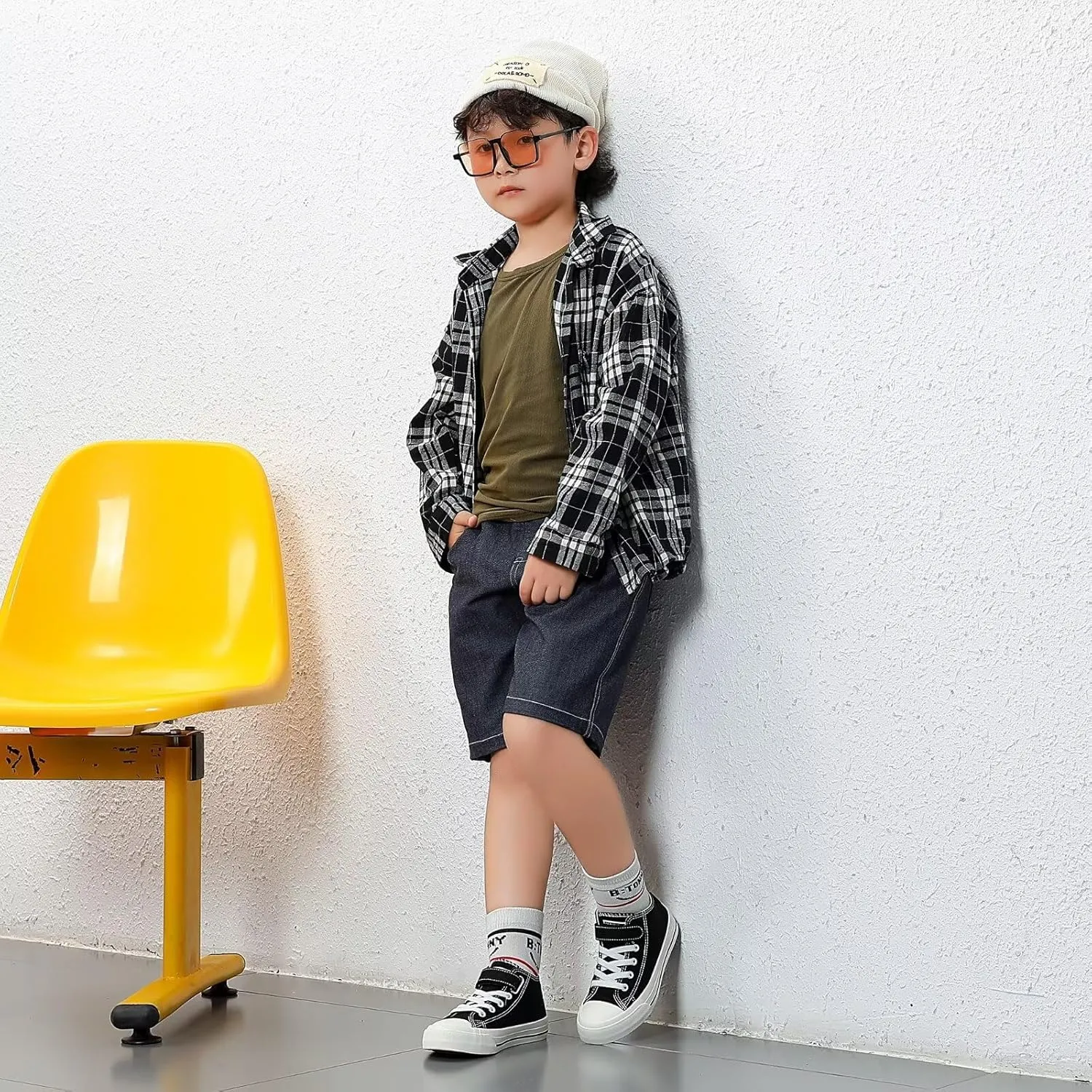DSWED Toddler Little Kid Sneakers Boys and Girls Canvas Shoes High Top Casual Lightweight Classic Adjustable Strap Sneakers