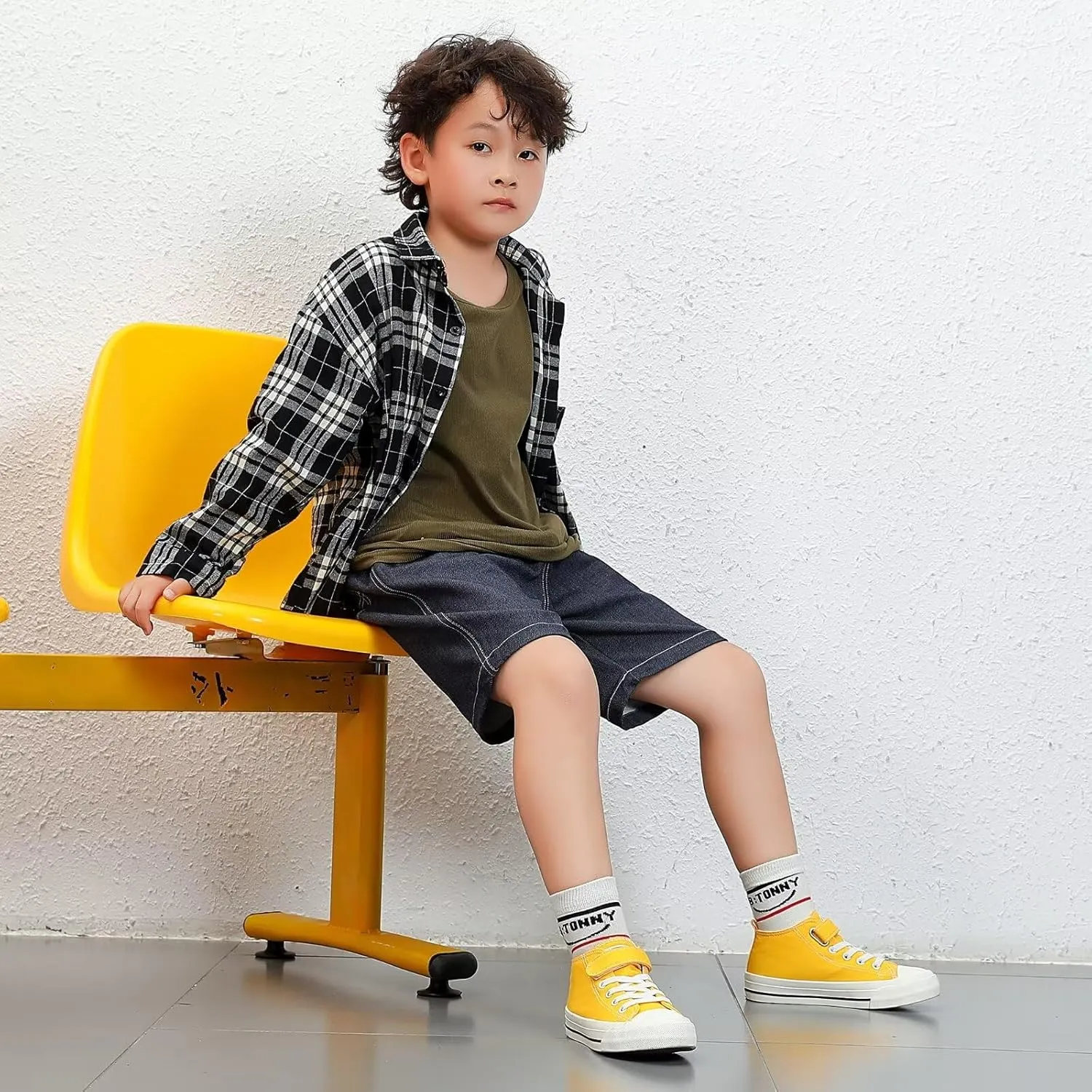 DSWED Toddler Little Kid Sneakers Boys and Girls Canvas Shoes High Top Casual Lightweight Classic Adjustable Strap Sneakers