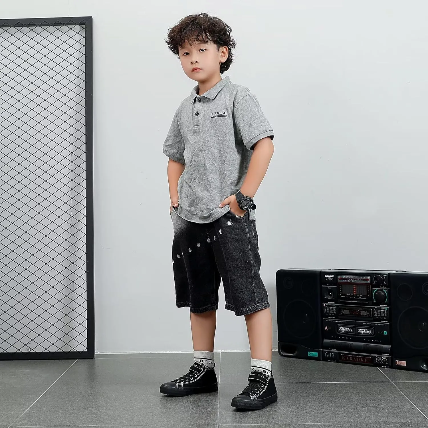 DSWED Toddler Little Kid Sneakers Boys and Girls Canvas Shoes High Top Casual Lightweight Classic Adjustable Strap Sneakers