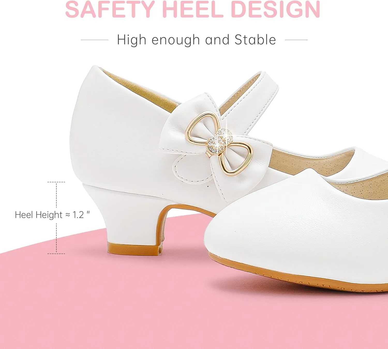 Dufannie Girls Dress Shoes Low Heel Princess Flats Mary Jane Flower Wedding Party Glitter Shoes for Kids Toddler