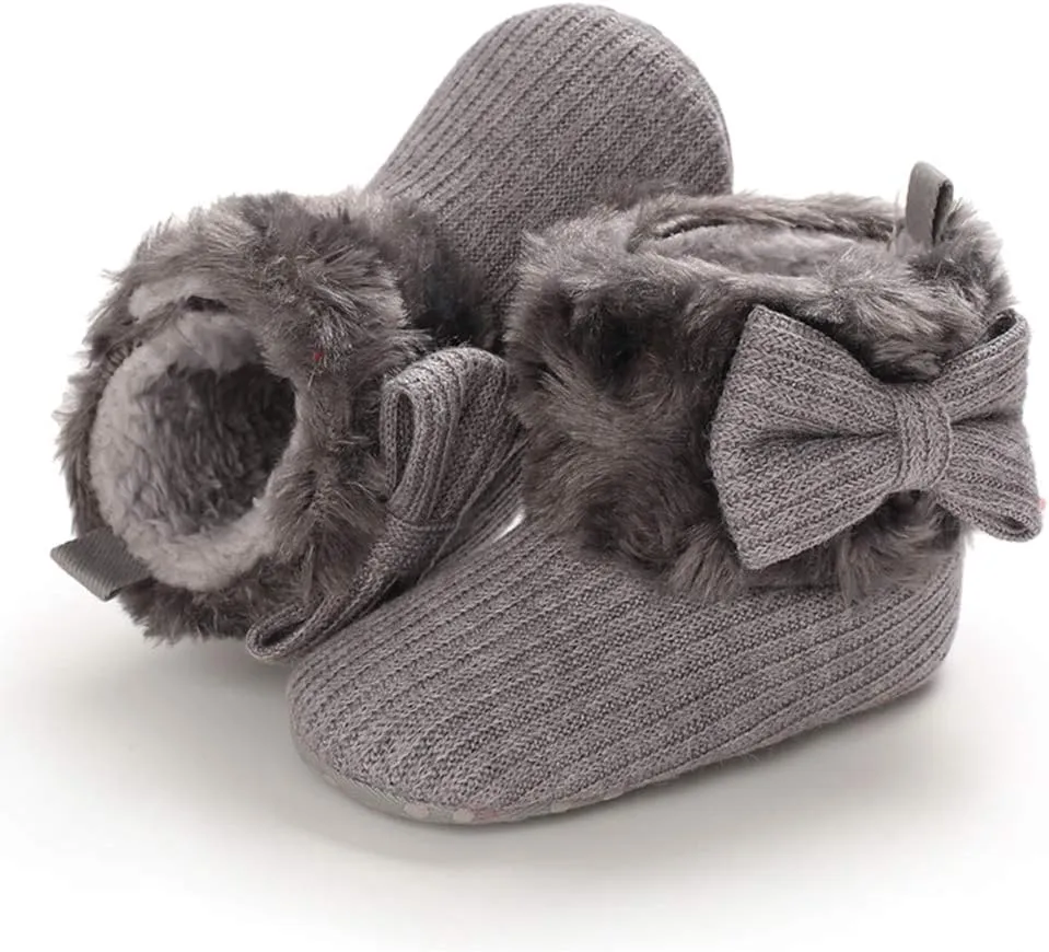 E-FAK Baby Boy Girl Boots Newborn Shoes Winter Snow Bowknot Anti-Slip Soft Sole Warm Infant Toddler Prewalker Booties