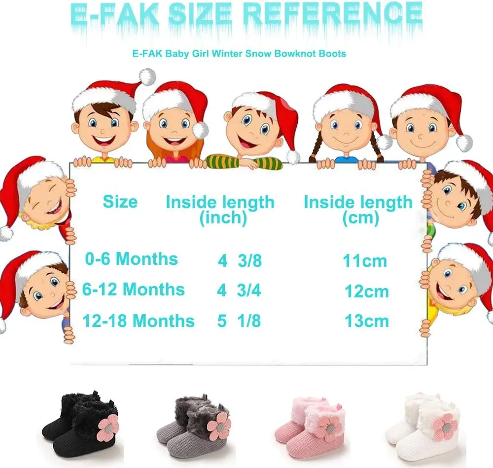 E-FAK Baby Boy Girl Boots Newborn Shoes Winter Snow Bowknot Anti-Slip Soft Sole Warm Infant Toddler Prewalker Booties