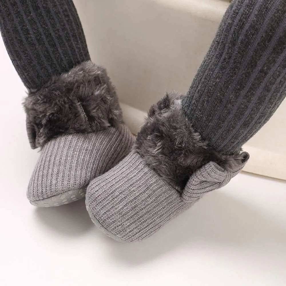 E-FAK Baby Boy Girl Boots Newborn Shoes Winter Snow Bowknot Anti-Slip Soft Sole Warm Infant Toddler Prewalker Booties