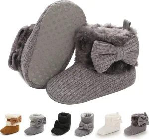 E-FAK Baby Boy Girl Boots Newborn Shoes Winter Snow Bowknot Anti-Slip Soft Sole Warm Infant Toddler Prewalker Booties