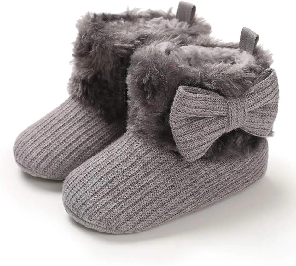 E-FAK Baby Boy Girl Boots Newborn Shoes Winter Snow Bowknot Anti-Slip Soft Sole Warm Infant Toddler Prewalker Booties