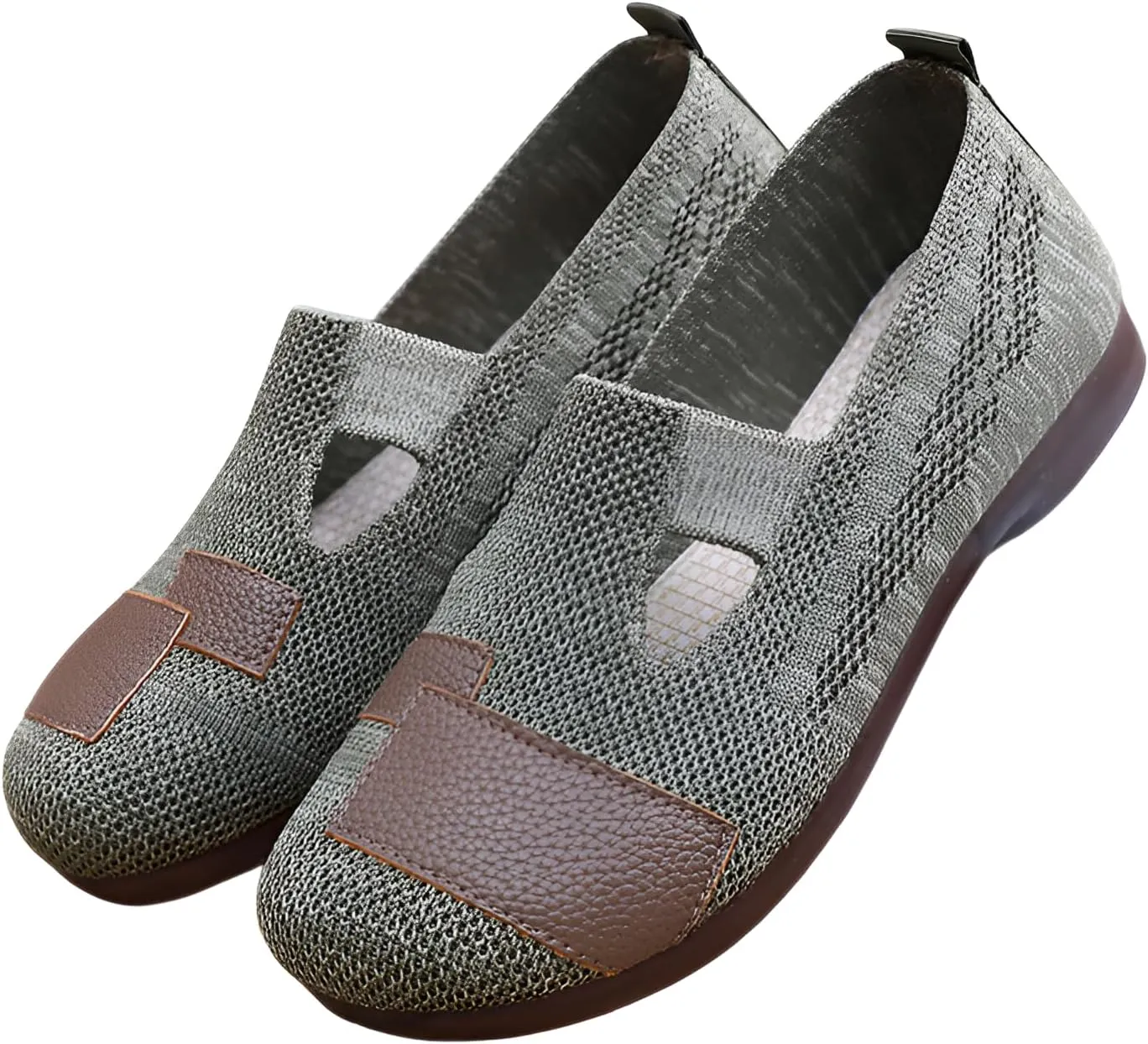 Ellniges]【Flexible Arch Women's Slip- Casual Flats Spring Shoes, Breathable Mesh Slip-Ons with Cushioned Insole for Standing Work, Shopping, Campus Walking - Size 5-11