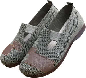 Ellniges]【Flexible Arch Women's Slip- Casual Flats Spring Shoes, Breathable Mesh Slip-Ons with Cushioned Insole for Standing Work, Shopping, Campus Walking - Size 5-11