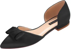 ERIJUNOR Comfortable Low Heel Wedding Shoes with Bow Knot D’orsay Pointy Toe Flats