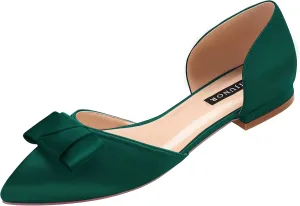 ERIJUNOR Comfortable Low Heel Wedding Shoes with Bow Knot D’orsay Pointy Toe Flats
