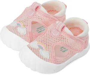 ESTAMICO Baby Girls' Summer Sandals Toe Protection Athletic Sports Sandal Non-Slip First Walking Shoes