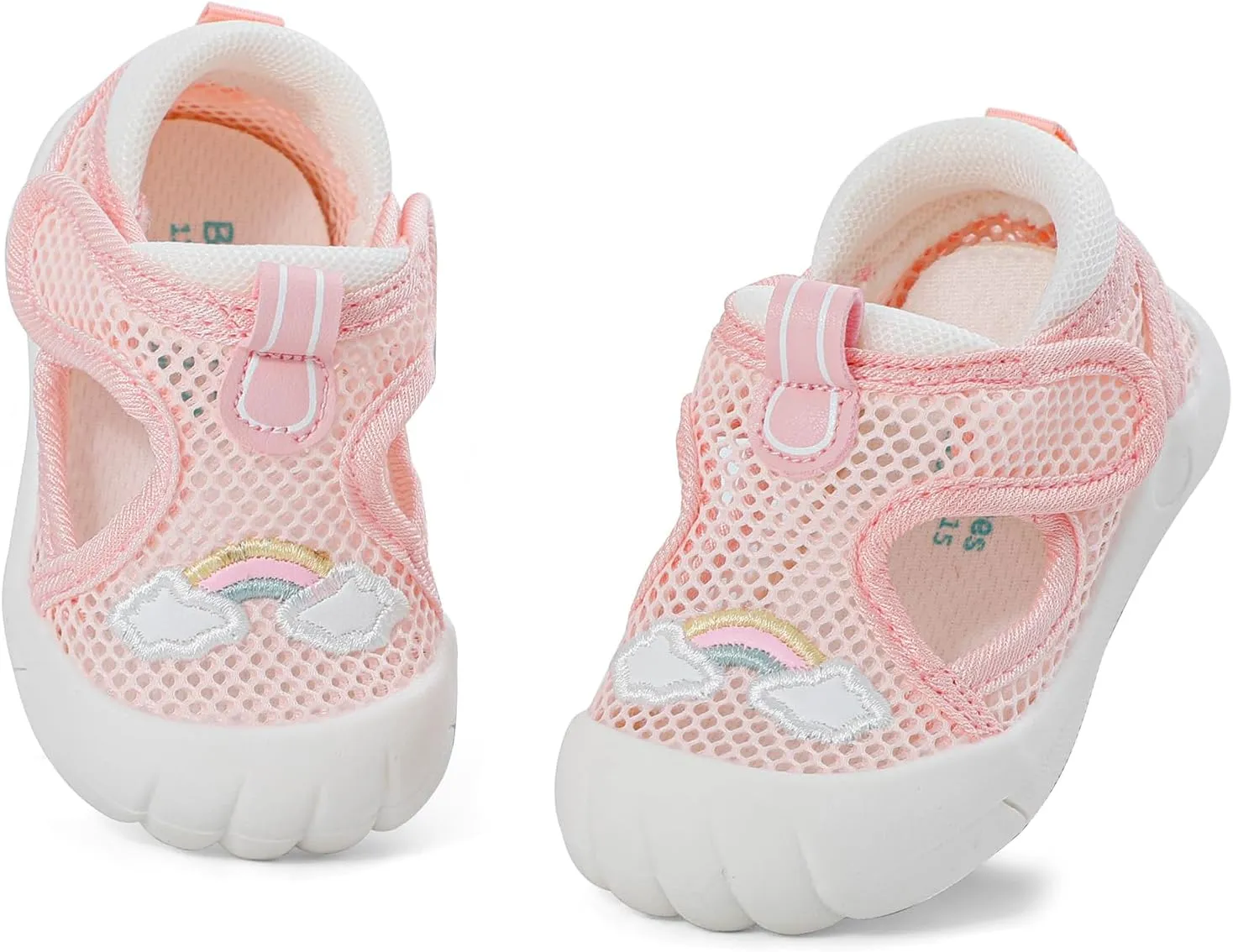 ESTAMICO Baby Girls' Summer Sandals Toe Protection Athletic Sports Sandal Non-Slip First Walking Shoes