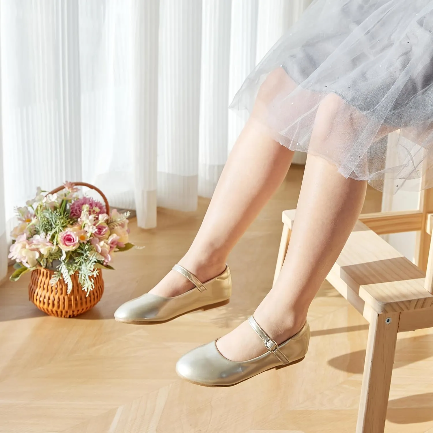 ESTINE Toddler Little Girls Ballet Shoes Baby Kids Princess Dress Wedding Strap Mary Jane Flats