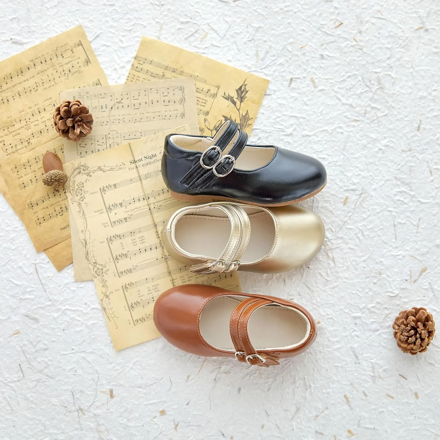 ESTINE Toddler/Little Kid Girls Dress Mary Jane Flats Flowers Fashion Princess Ballet Shoes