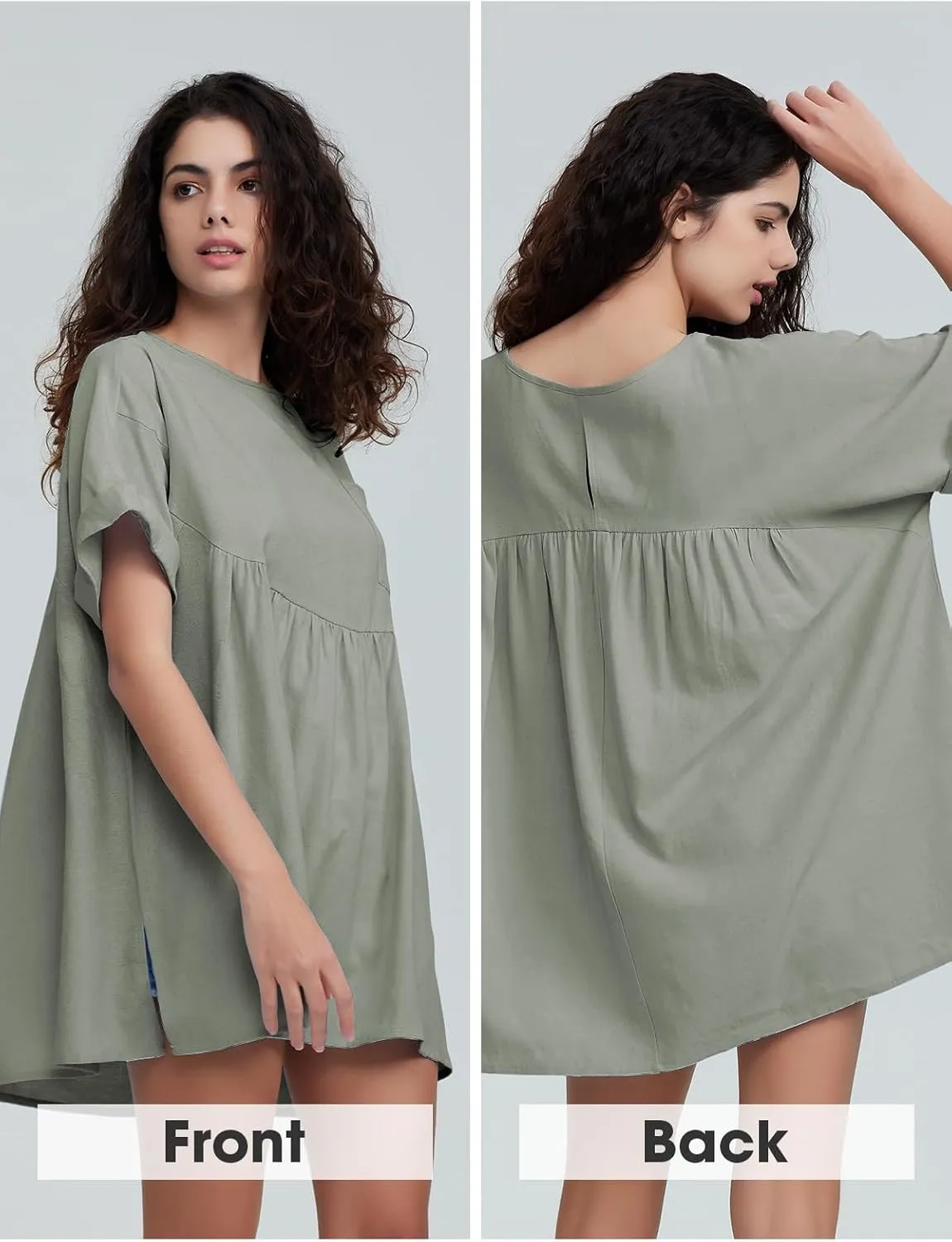 EXLURA Womens Short Sleeve Summer Tops Casual Loose Maternity Babydoll Peplum Tops Oversized Shirts Tunic 2025