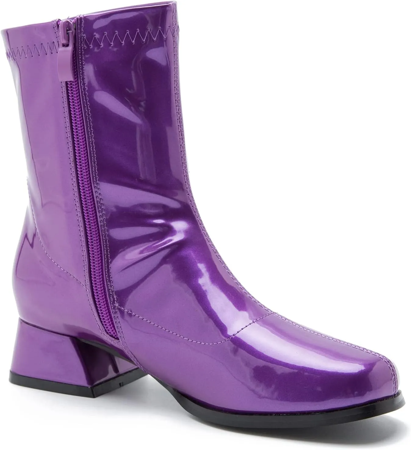 fereshte Gogo Boots For Women's Mid Calf Chunky Block Heel Zipper