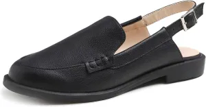 FEVERSOLE Pointed Toe Casual Slingback Flat Mules Women's Fashion Buckle Strap Slide Summer Slippers