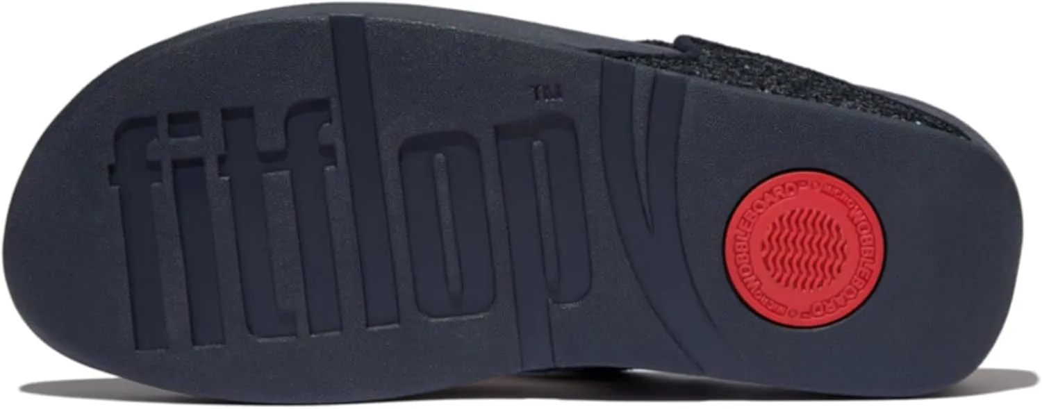 FitFlop Lulu Metallic Deep Teal Glitterball Toe-Post Sandals