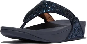 FitFlop Lulu Metallic Deep Teal Glitterball Toe-Post Sandals