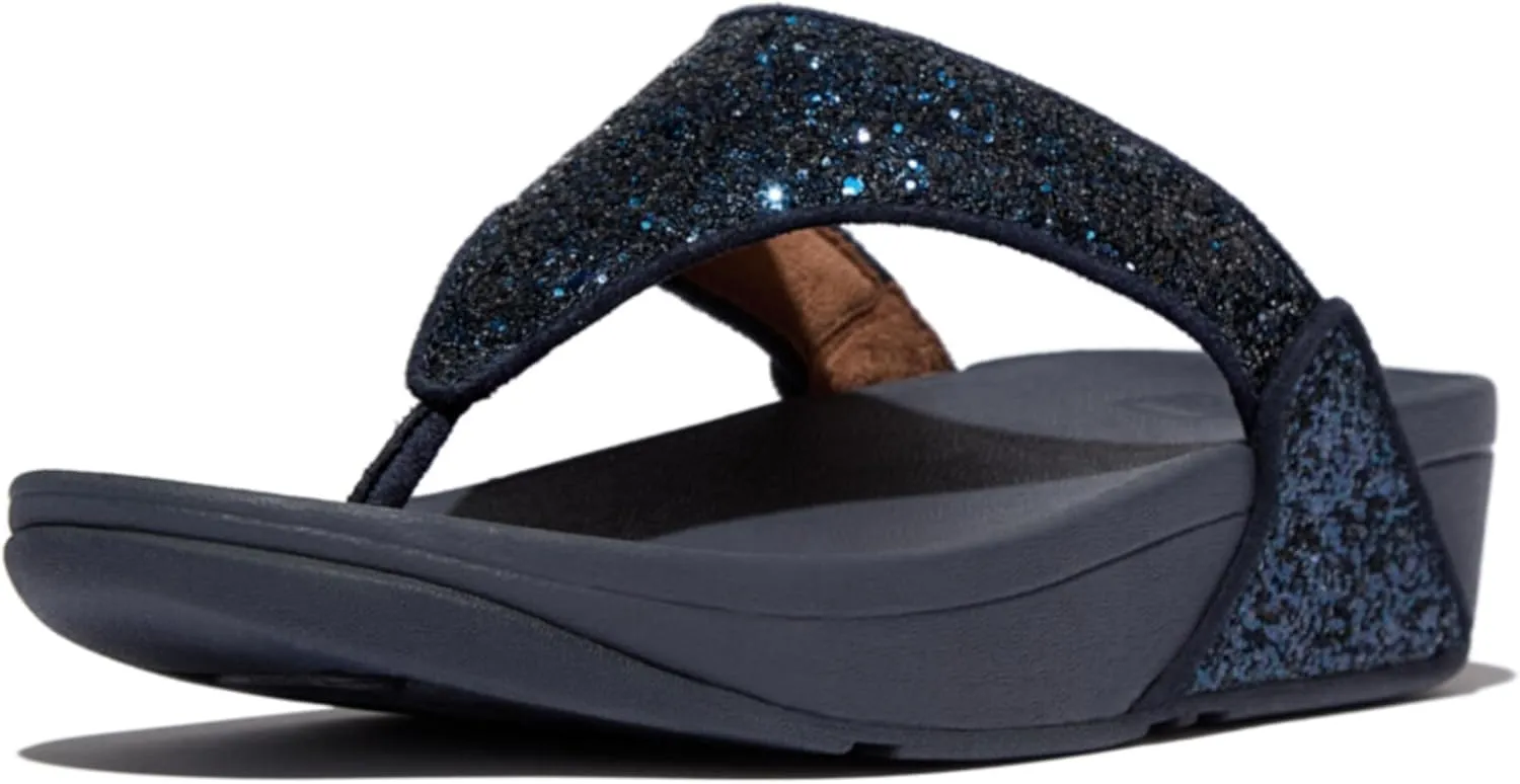 FitFlop Lulu Metallic Deep Teal Glitterball Toe-Post Sandals