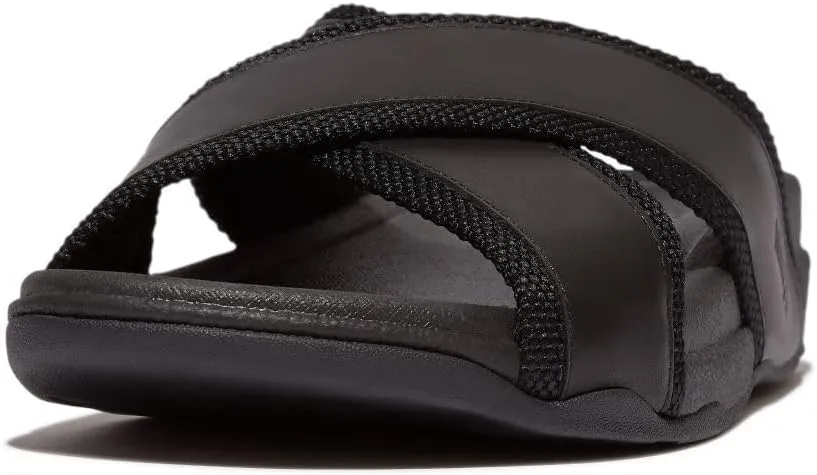 FitFlop Men's Surfer Webbing/Leather Cross Slides