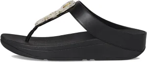 FitFlop Women's Fino Crystal-Chain Leather Toe-Post Sandals Wedge