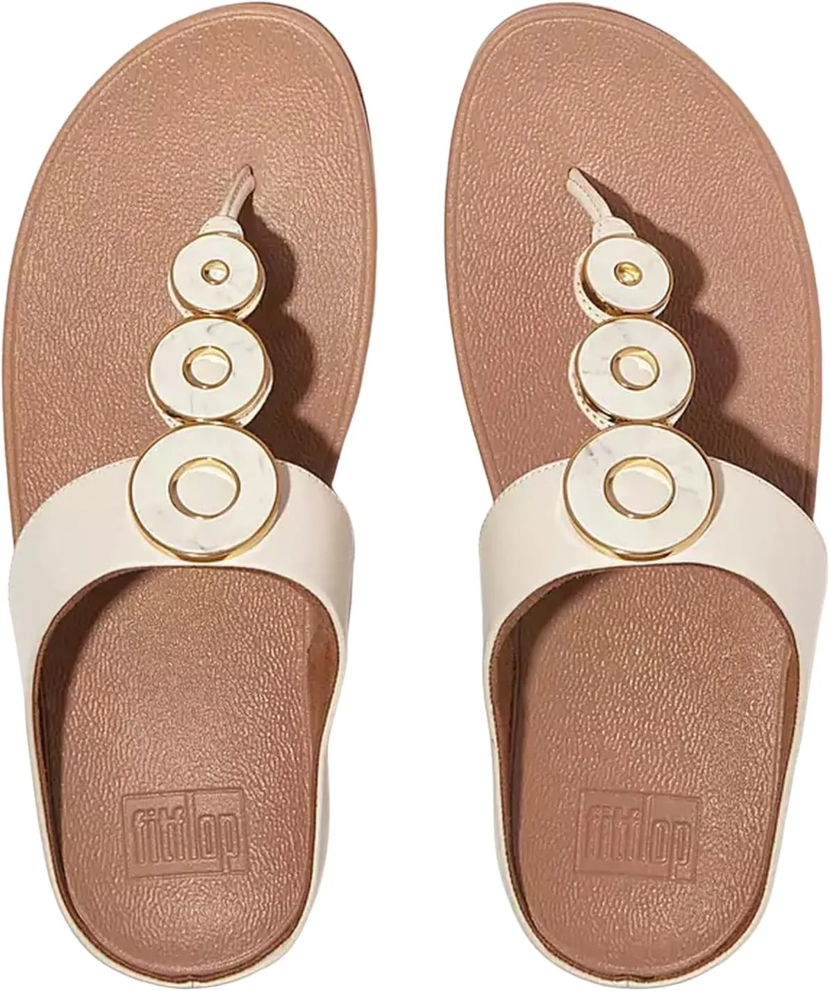 FitFlop Women's Fino Resin-Hoop Leather Toe-Post Sandals Wedge